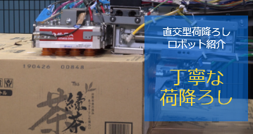 直交型荷降ろしロボット（デパレタイザー）　丁寧な荷降ろし