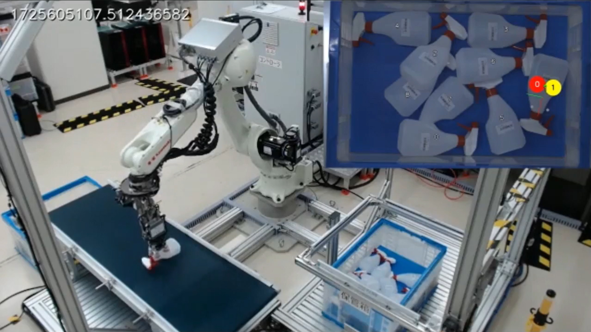 物流現場において、複数の吸着パッドを持つロボットハンドが正確かつ高速に対象物を掴む位置や掴み方を計算するAIを開発の画像