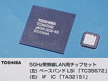 ベースバンドＬＳＩ「ＴＣ３５６７２」（左）、ＩＦ　ＩＣ「ＴＡ３２１５１」（右）