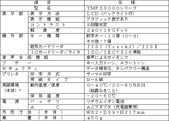 新製品の主な仕様