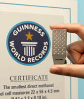 Toshiba's Direct Methanol Fuel Cell Officially Certified as World's Smallest by Guinness World Records