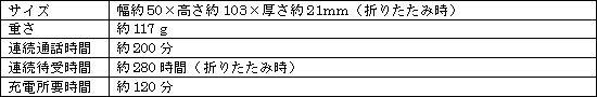 新製品の主な仕様 
