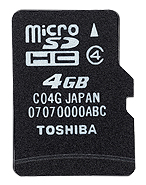 東芝　４ＧＢ ｍｉｃｒｏＳＤＨＣメモリカード