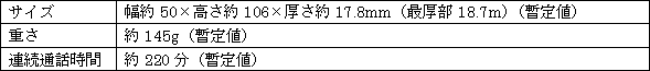 新製品の主な仕様