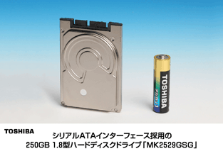 シリアルATAインターフェース採用の250GB　1.8型ハードディスクドライブ「MK2529GSG」