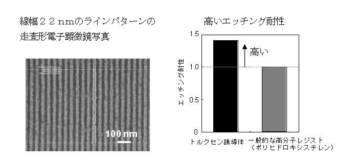 ２０ｎｍ級パターンのラインラフネスとエッチング耐性を示す図