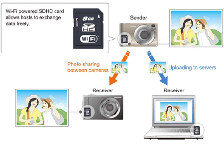 Figure of using status of memory cards embedding wireless LAN