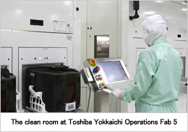 The clean room at Toshiba Yokkaichi Operations Fab 5