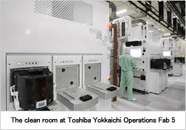 The clean room at Toshiba Yokkaichi Operations Fab 5