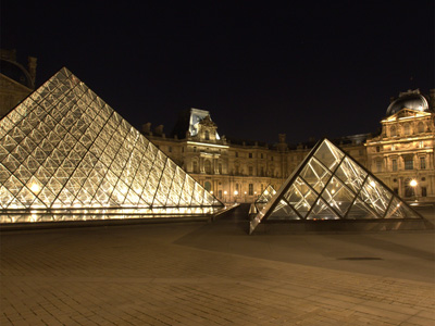 The Louvre lit up by LEDs
