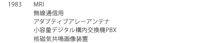 1983年　MRI、無線通信用　アダプティブアレーアンテナ　小容量デジタル構内交換機PBX　核磁気共鳴画像装置