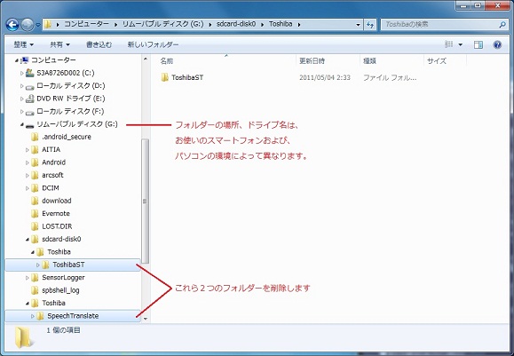 設定ファイルフォルダ