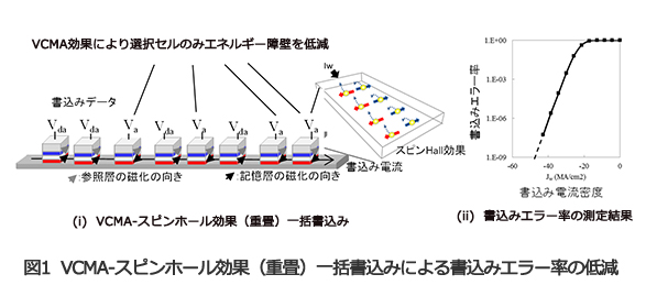 図1　VCMA-スピンホール効果（重畳）一括書込みによる書込みエラー率の低減