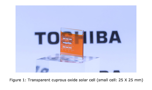 Figure 1: Transparent cuprous oxide solar cell (small cell: 25 X 25 mm)