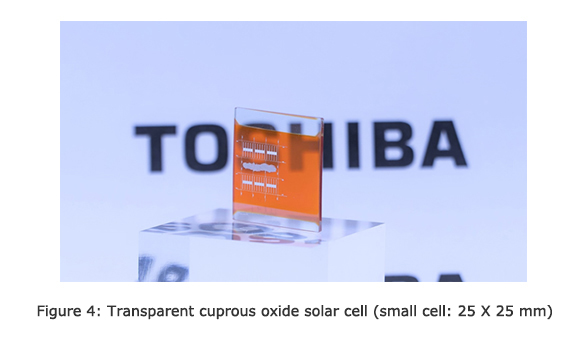 Figure 4: Transparent cuprous oxide solar cell (small cell: 25 X 25 mm)