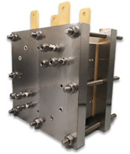 The developed prototype 4-cell stack with an area of 100cm2