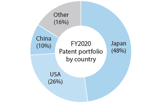 FY2019 Patent portfolio by country