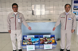 Called for collection of preserved food stocked away at home and donated to an NPO, Food Bank FUJINOKUNI (Toshiba Tec Corporation Shizuoka Business Center)