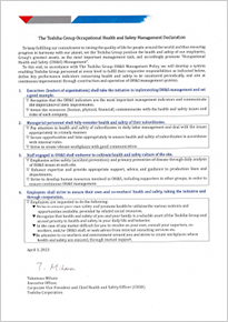 The Toshiba Group Occupational Health and Safety Management Declaration