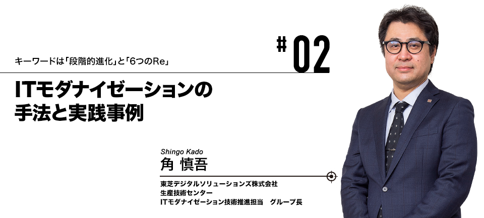 #02 キーワードは「段階的進化」と「6つのRe」 ITモダナイゼーションの手法と実践事例 東芝デジタルソリューションズ株式会社 角 慎吾