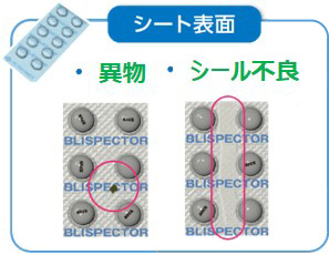 図2.PTP外観検査装置で検出する欠陥の例：シート表面