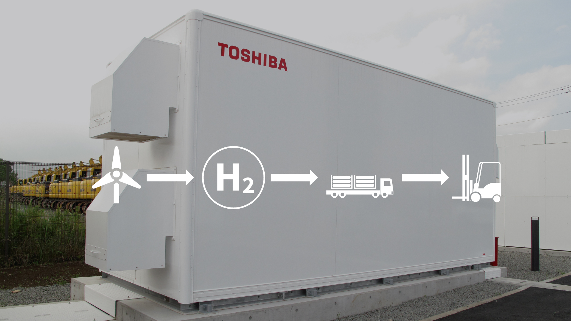 It is possible to transport the hydrogen produced using renewable energy to the places where it is used as fuel for forklifts, etc.