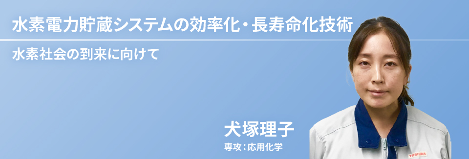 水素電力貯蔵システムの効率化・長寿命化技術　犬塚　理子　専攻：応用化学