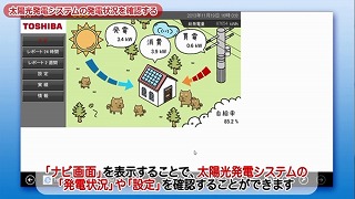 「ナビ画面」がWEBブラウザに表示されます。これで、太陽光発電システムの発電状況や設定を確認することができます。