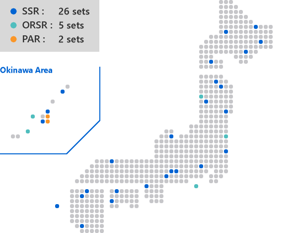 日本国内の航空管制用レーダ供給実績図