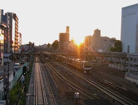 Railroad running in the city