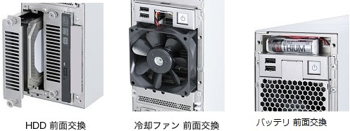 HDD 前面交換／冷却ファン 前面交換／リチウム電池 前面交換 イメージ