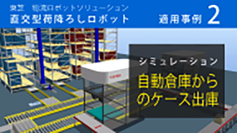 直交型荷降ろしロボット適用事例 自動倉庫からのケース出庫