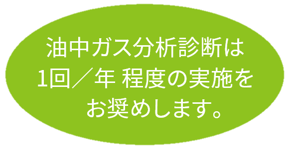 油中ガス分析診断は１年に１回程度の実施をお奨めします