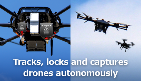 Tracks, locks and captures drones autonomously
