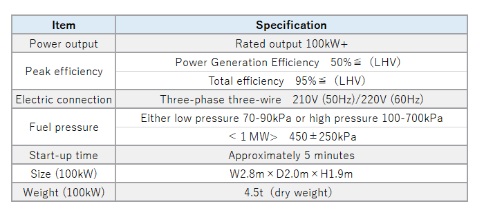 pure hydrogen fuel cell systems standard specifications