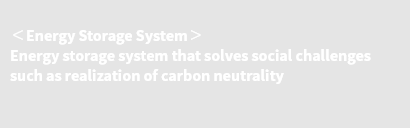 ＜Energy Storage System＞ Energy storage system that solves social challenges such as realization of carbon neutrality