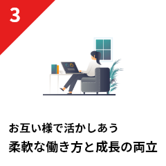 3お互い様で活かしあう 柔軟な働き方と成長の両立のイメージ