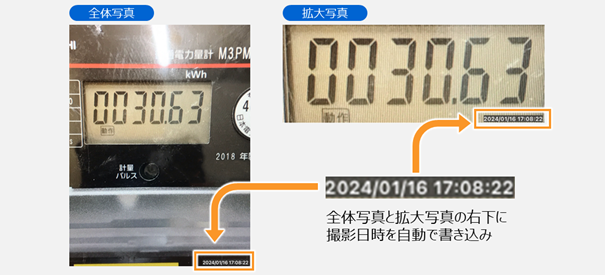 ［イメージ］メーター画像への撮影日時自動書き込み