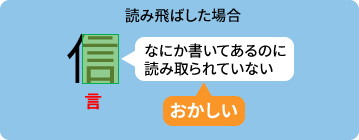 読み飛ばした場合 なにか書いてあるのに読み取られていない