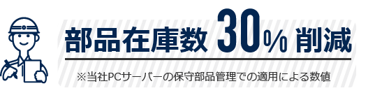 部品在庫数30%削減（※当社PCサーバーの保守部品管理での適用による数値）