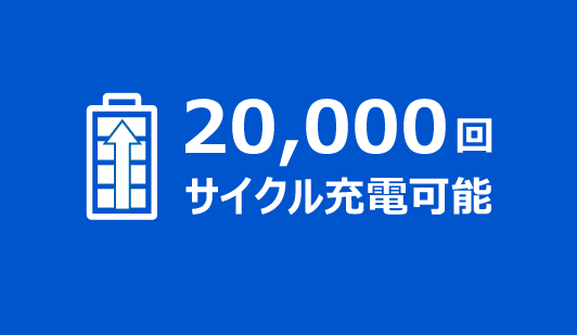 桁違いな長寿命性。20,000回サイクル充電可能