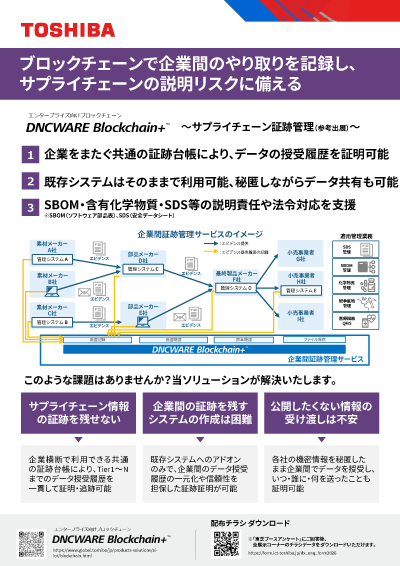 チラシダウンロード（エンタープライズ向けブロックチェーン　DNCWARE Blockchain＋™）