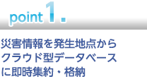 【point1】災害情報を発生地点からクラウド型データベースに即時集約・格納