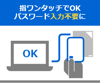 「指ワンタッチでOK　パスワード入力不要に」のイメージ