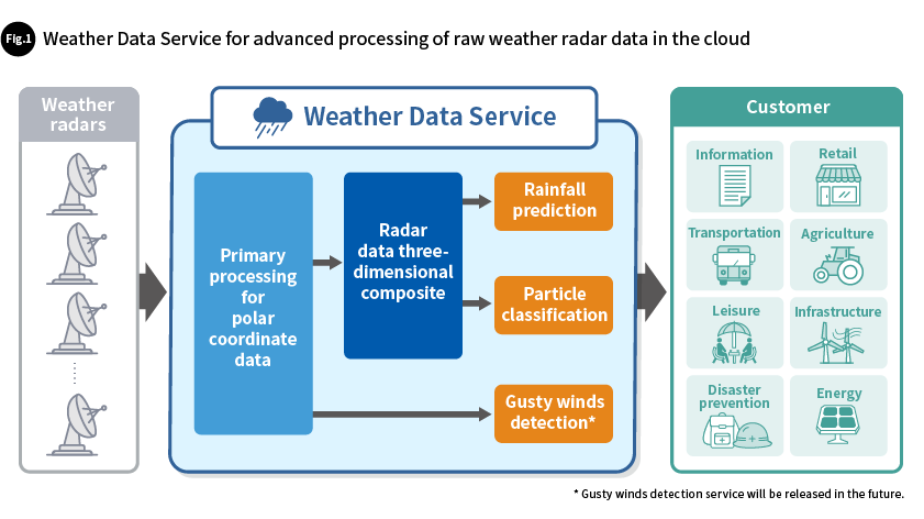 Fig. 1 Weather Data Service for advanced processing of raw weather radar data in the cloud