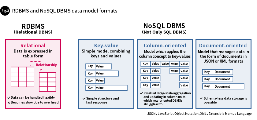 Fig. 3 RDBMS and NoSQL DBMS data model formats
