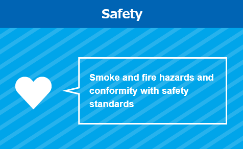 Safety: Smoke and fire hazards and conformity with safety standards