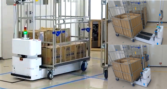Roller cage/cart transporting AMR