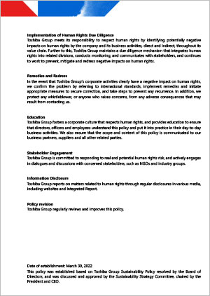 Toshiba Group Human Rights Policy