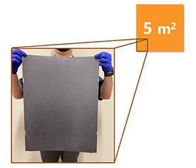 An electrode cut from a substrate after sputtering